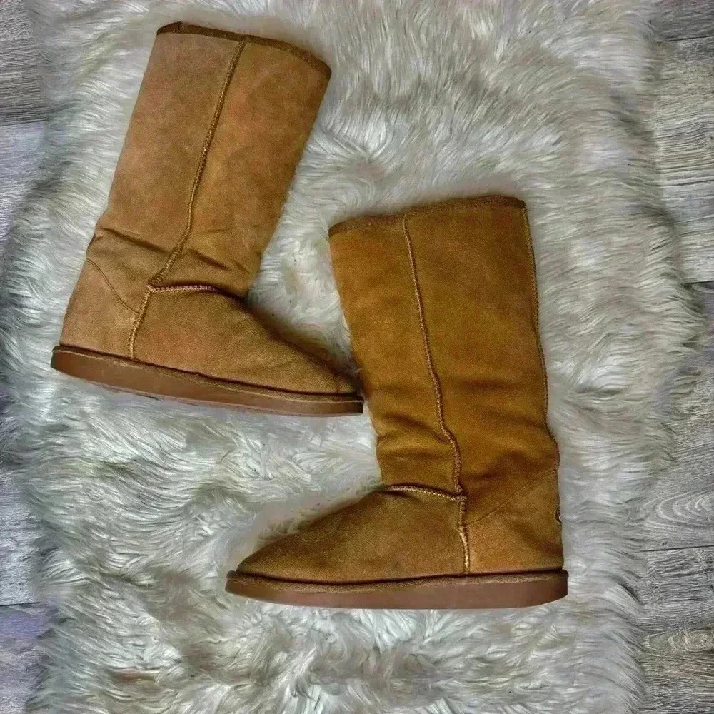 Emu Australia chestnut bronte high leather and wool/shearling Ugg style boots 9